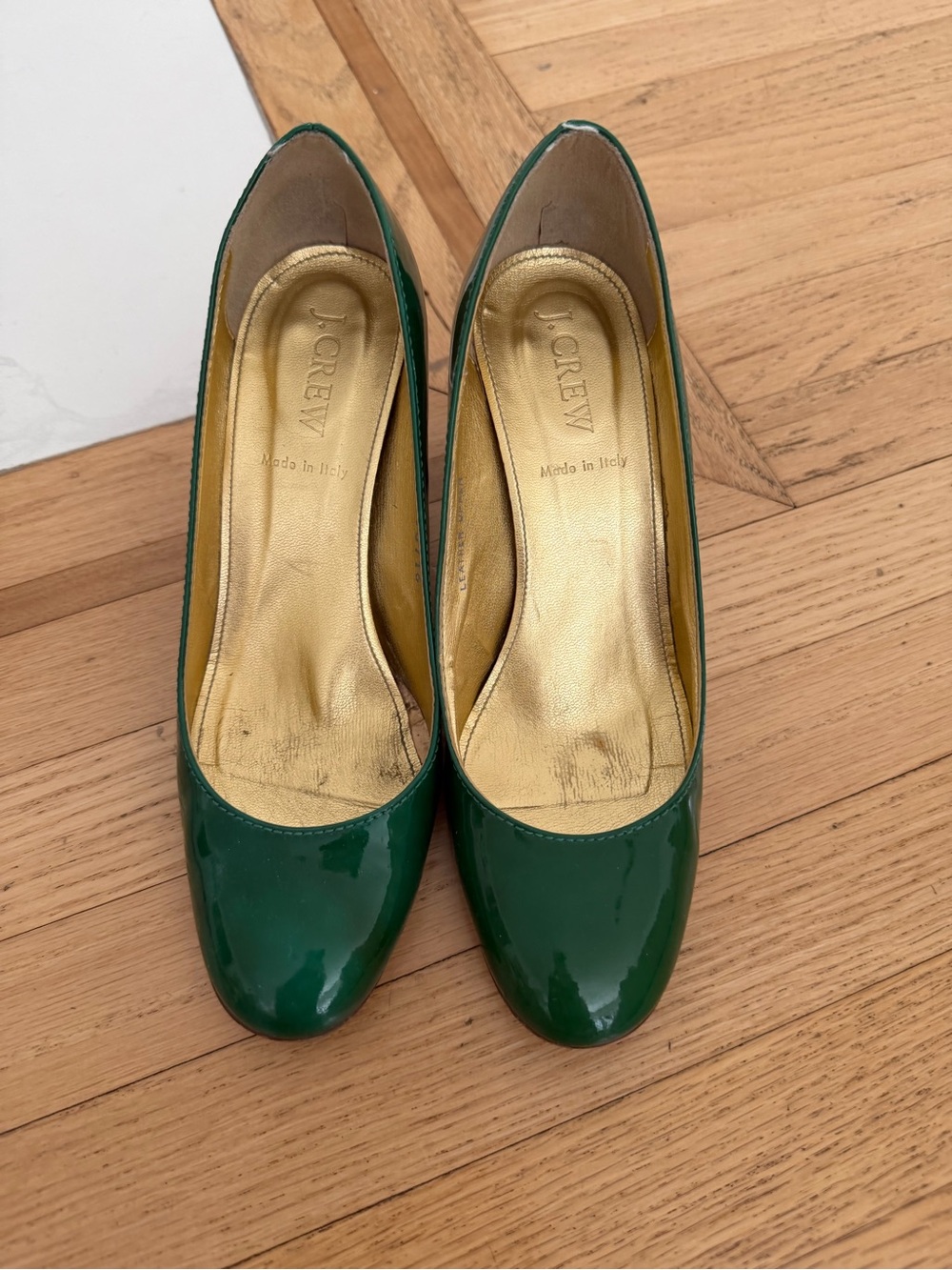J. Crew Green Patent Leather Round-Toe Pumps